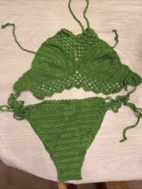 Handmade Crochet Bikini Set in Green
